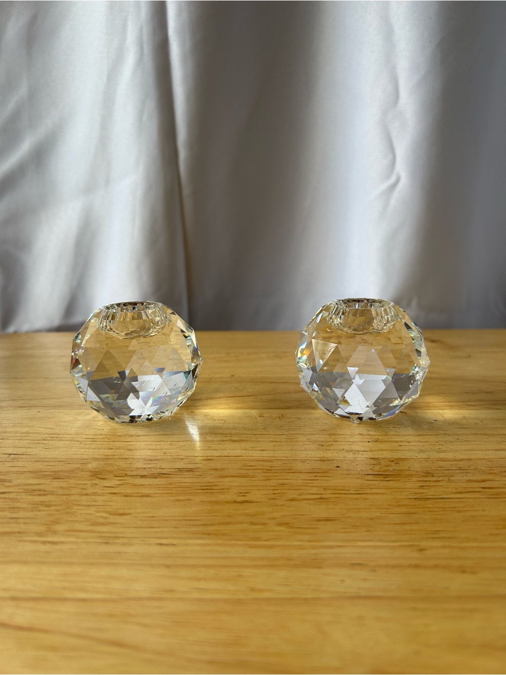 Swarovski Clear Faceted Crystal Tealight Holders Pair